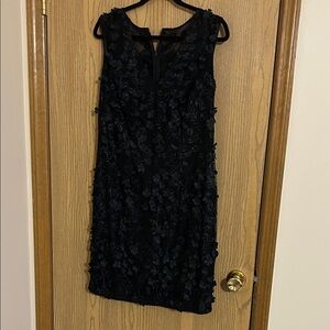 White House Black Market Elegant Black Floral Dress